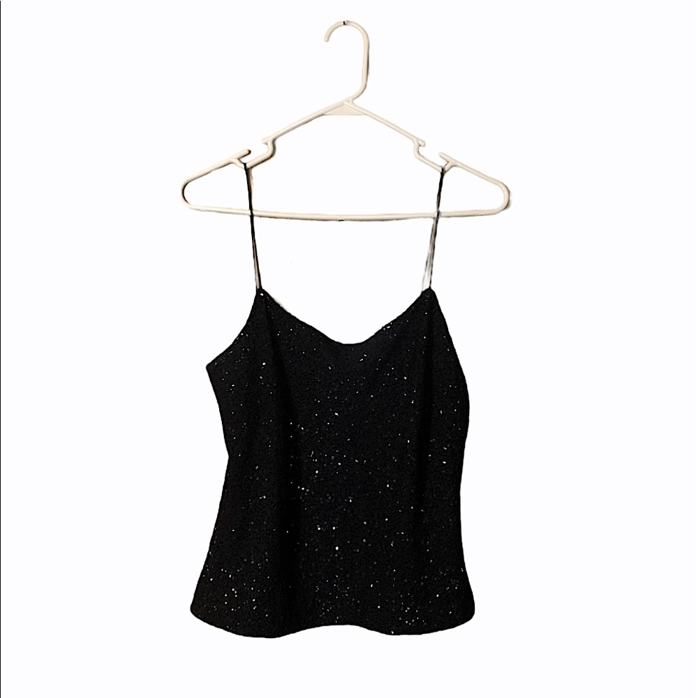 Sequined Black Spaghetti Strap Top